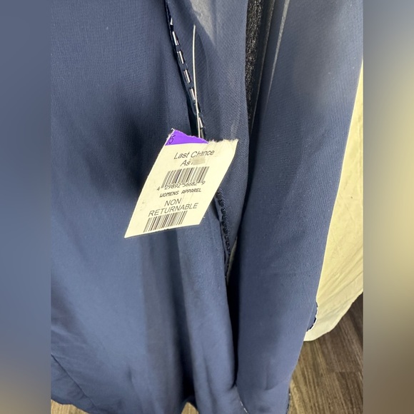 Marina 3/4 Sheer Flare Sleeve Navy Blue Chiffon Dress Size 4 (Small) NWT - Picture 11 of 14